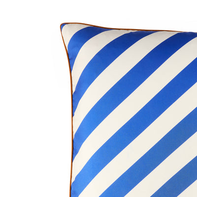 Jonathan Adler Seidenkissen Cabana Ivory & Blau | 50x50 cm