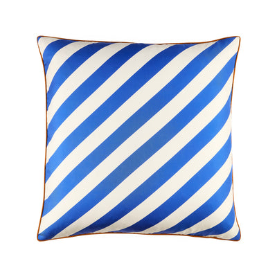 Jonathan Adler Seidenkissen Cabana Ivory & Blau | 50x50 cm