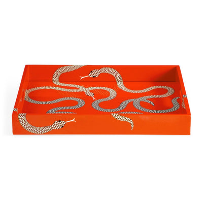Jonathan Adler Servier- und Dekotablett Eden Lacquer Tray Orange mit Schlangen