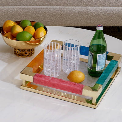 Jonathan Adler Servier- und Dekotablett Mustique Square Tray | Multi