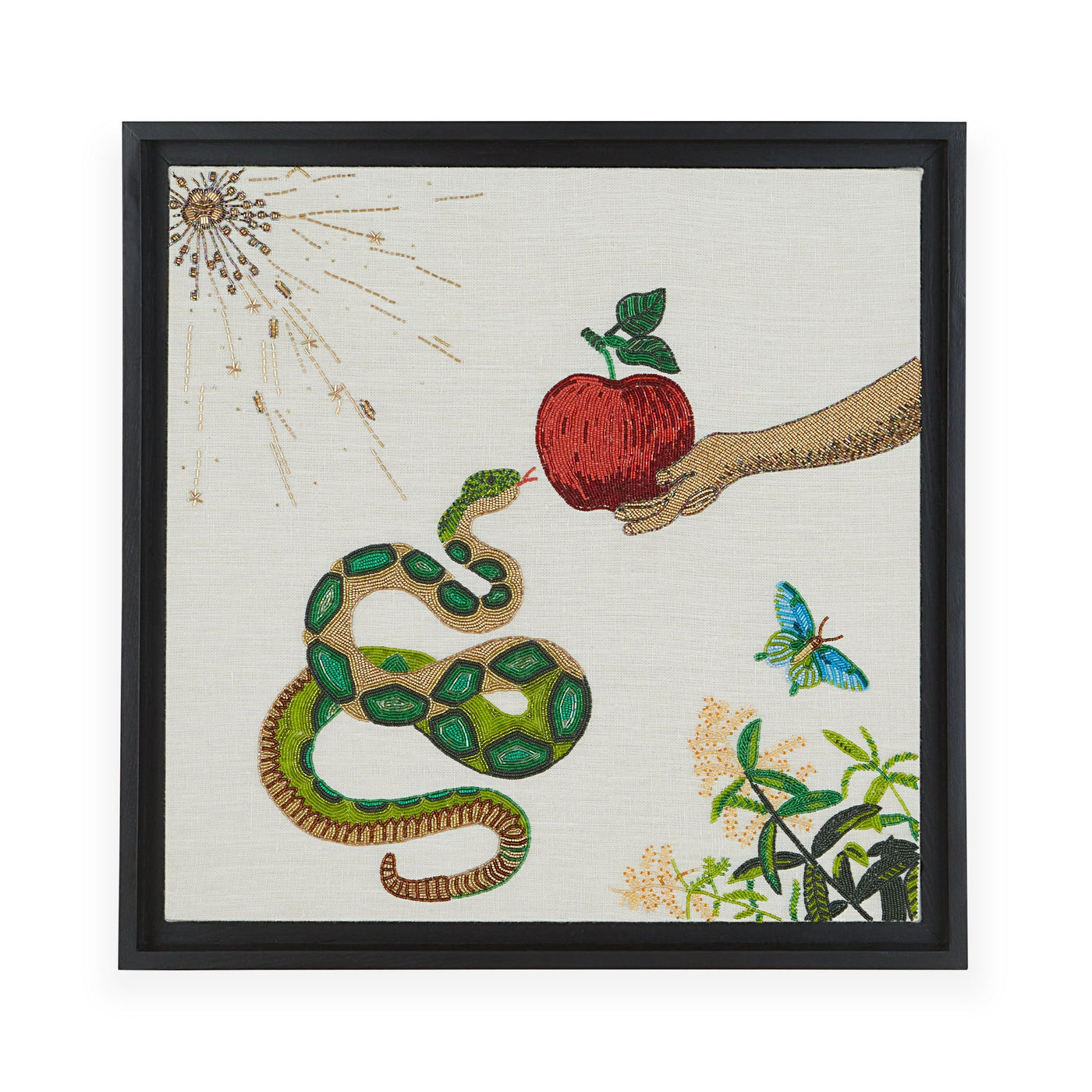 Jonathan Adler Wandbild MUSE SNAKE & APPLE Beaded Wall Art | 61x61 cm