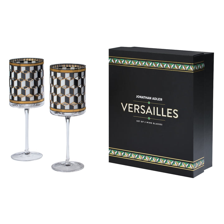 Jonathan Adler Weingläser Set Versailles 2-teilig mit schwarzer Geschenkverpackung