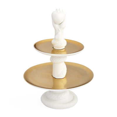 Jonathan Adler zweistufige Etagere Eden Eve Bon Bon | weiß & gold