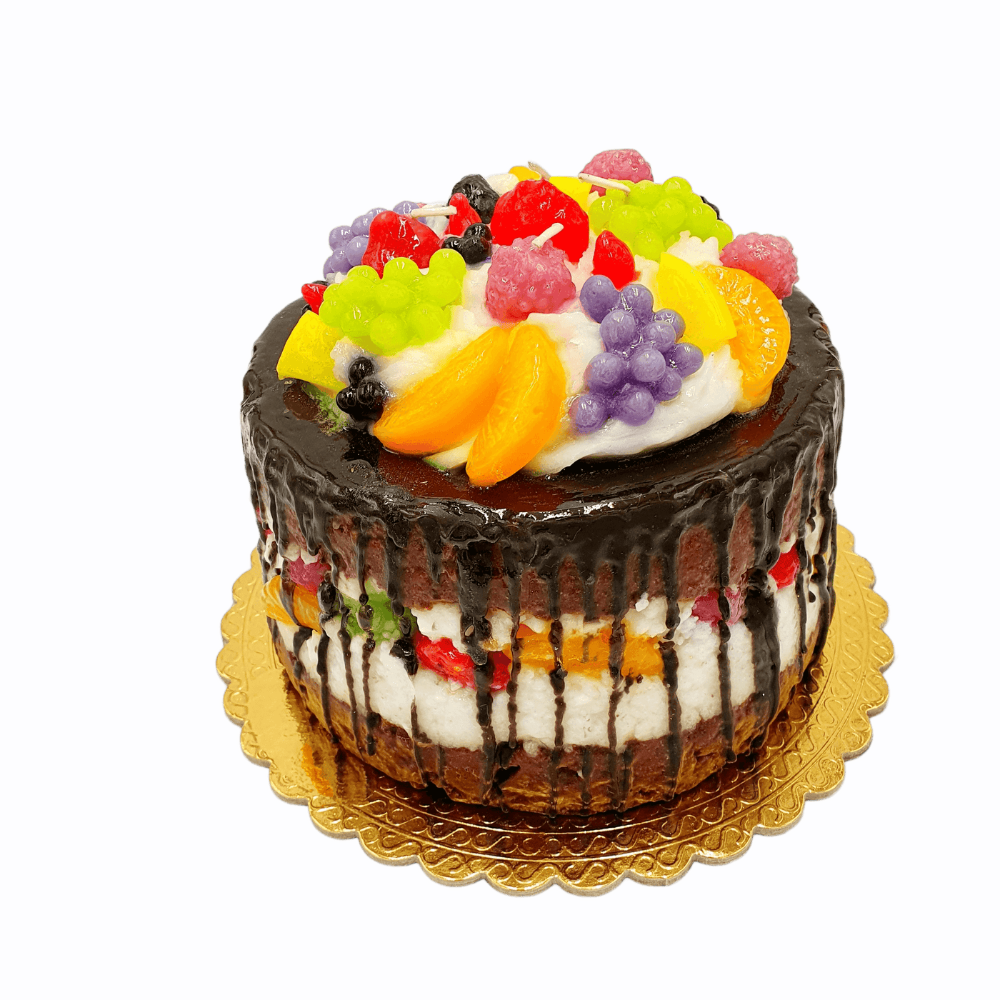 Kerze "Layered Cake mit Früchten" | Ø 18 cm
