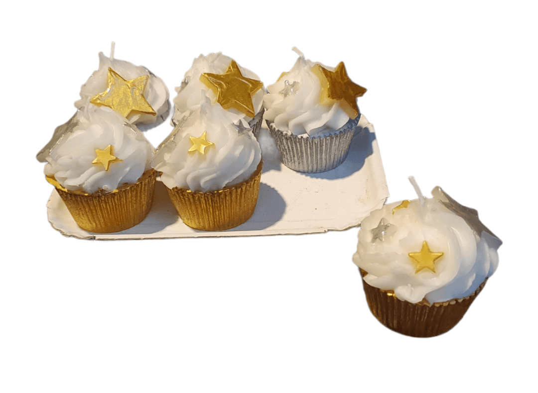 Kerze "Xmas Cupcake Sterne" | Ø 7 cm