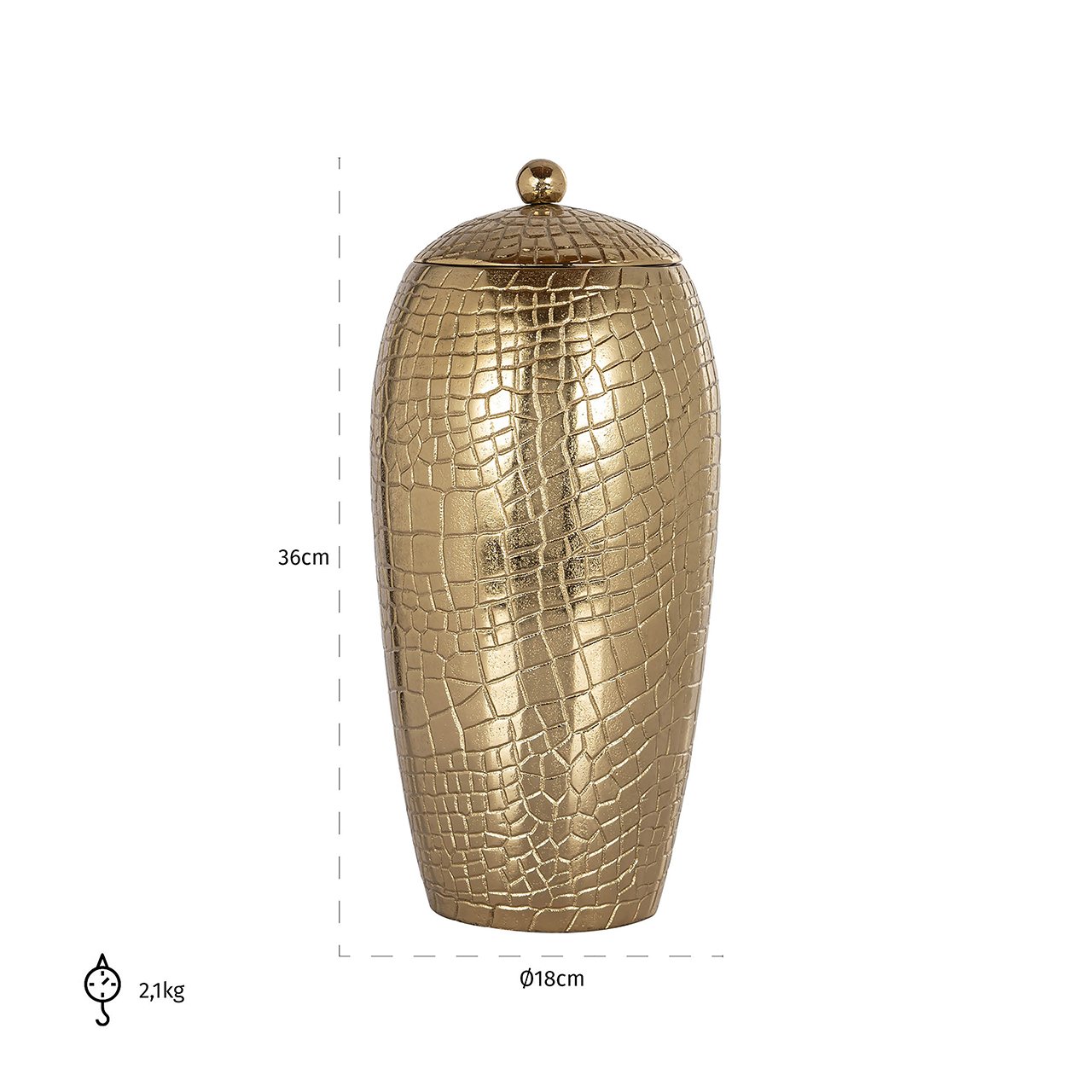 Richmond Interiors Dekogefäß Vase Marieke mit Deckel gold | H 36 cm