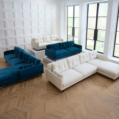 Jonathan Adler Ecksofa Malibu aus Samt | Varese Petrol