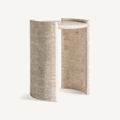 Vical Travertin-Beistelltisch Thiennes mit Säulengestell | H 55 cm