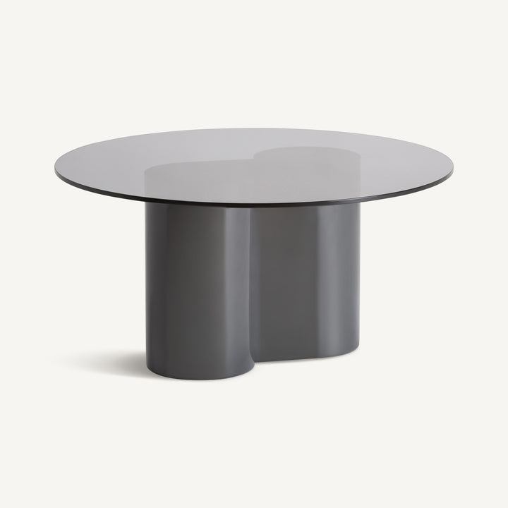 Vical Runder Hochglanz-Couchtisch Capitello mit Glasplatte | Grau