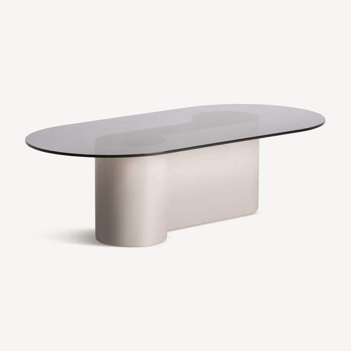 Vical Ovaler Couchtisch Capitello mit Glasplatte | Cremeweiß
