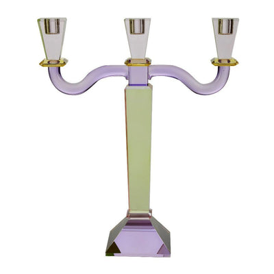 Miss Étoile 3-armiger Kerzenhalter aus Kristallglas | Grün, Purple & Pink Codeso Living