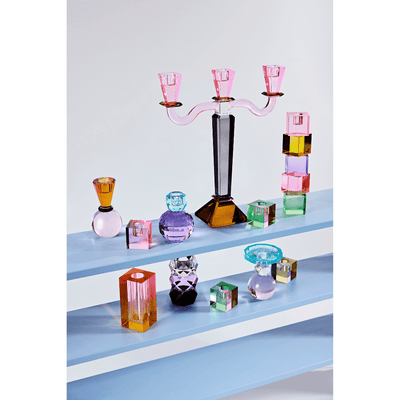 Miss Étoile Miss Étoile Cube Kerzenständer aus Kristallglas | Gelb & Lila Codeso Living