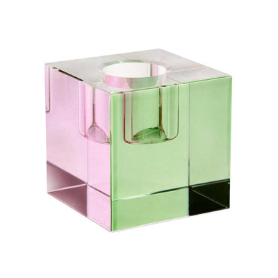 Miss Étoile Miss Étoile Cube Kerzenständer aus Kristallglas | Pink & Grün Codeso Living
