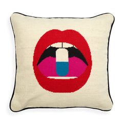 Jonathan Adler Needlepoint Kissen Lips Full Dose | 45x45 cm