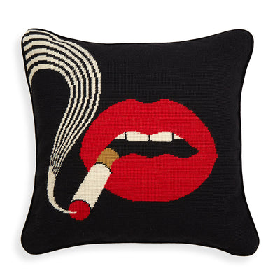 Jonathan Adler Needlepoint Kissen Lips Smolder | 45x45 cm