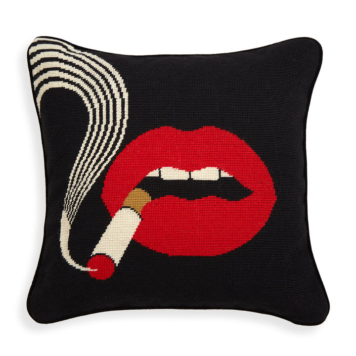Jonathan Adler Needlepoint Kissen Lips Smolder | 45x45 cm