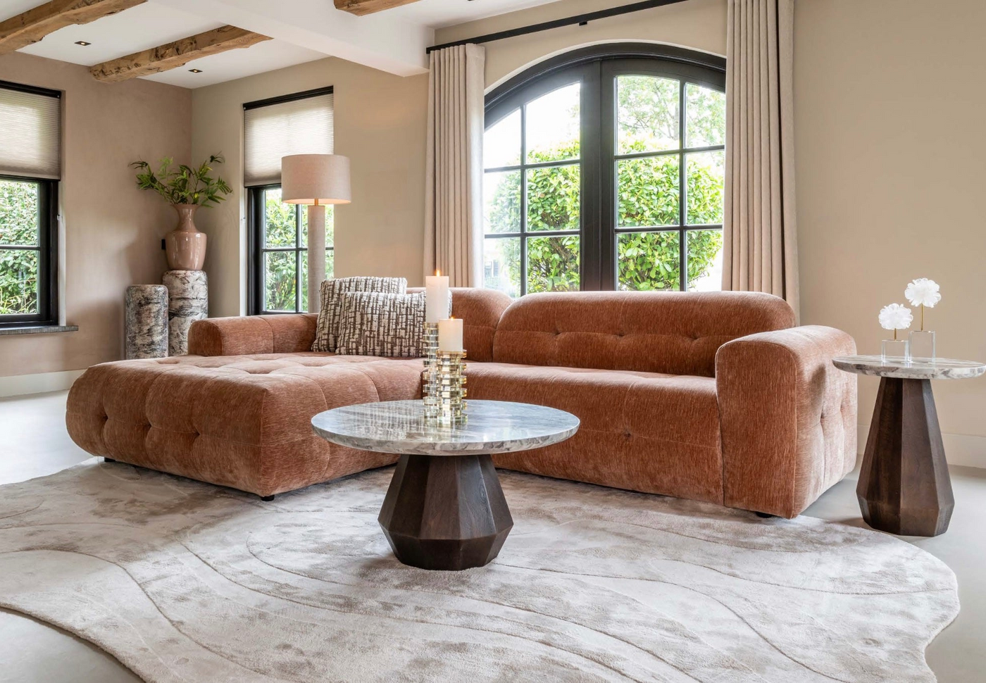 Richmond Interiors Modulares Ecksofa Paloma mit Lounge links | Mocha Mousse