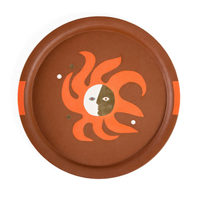 Jonathan Adler rundes Leder-Dekotablett Playa Sun Tray | Braun