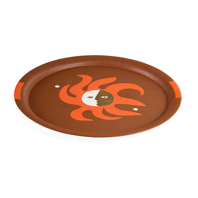 Jonathan Adler rundes Leder-Dekotablett Playa Sun Tray | Braun