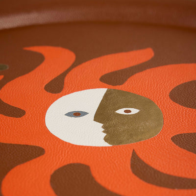 Jonathan Adler rundes Leder-Dekotablett Playa Sun Tray | Braun