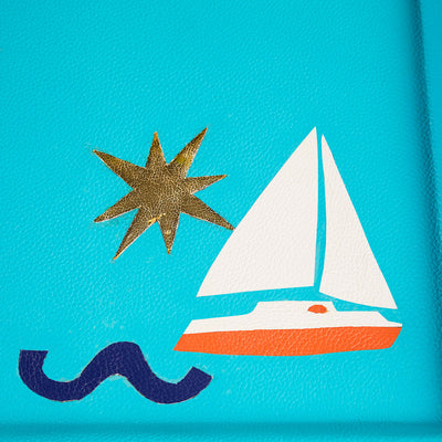 Jonathan Adler rechteckiges Leder-Dekotablett Playa Boat Tray | Türkis