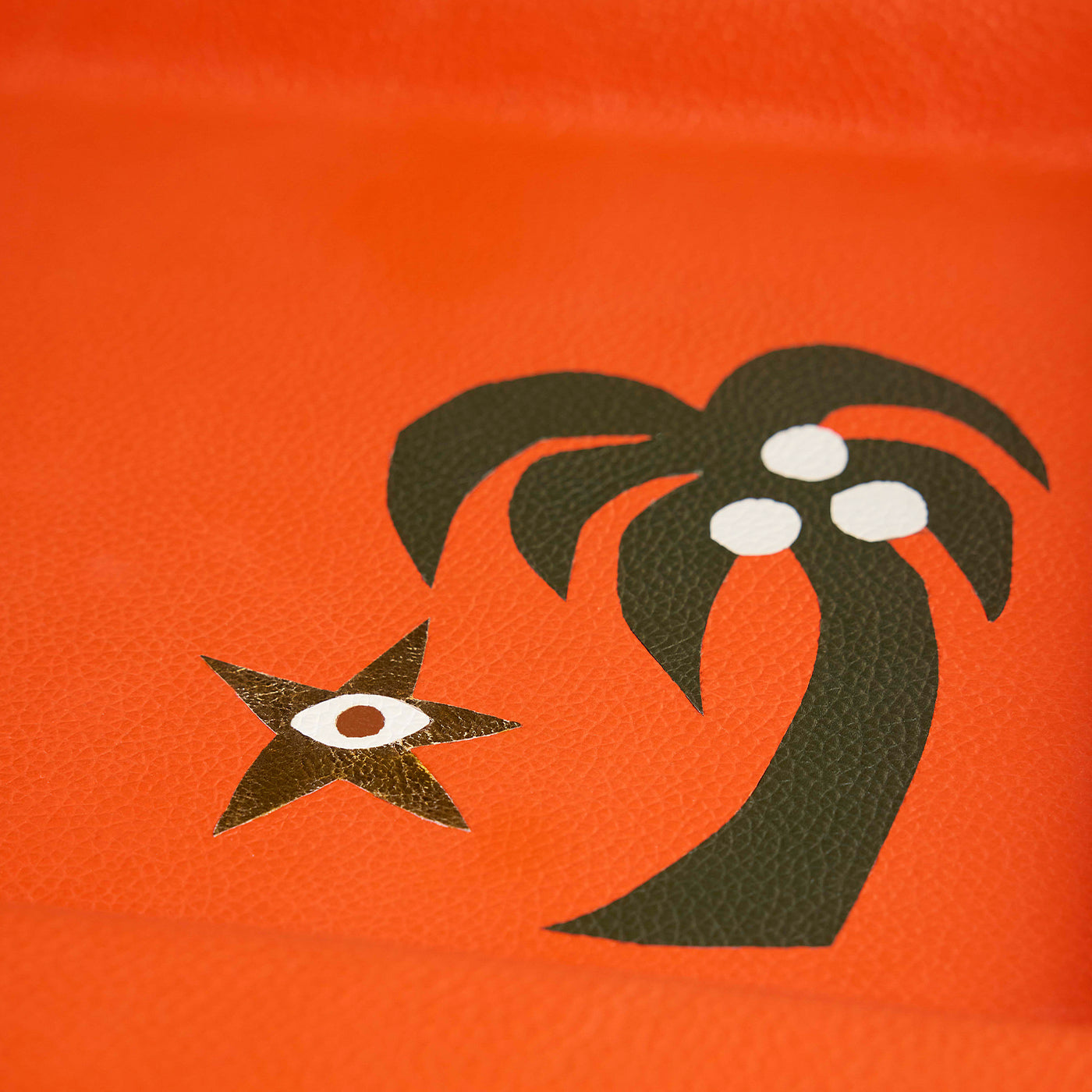 Jonathan Adler rechteckiges Leder-Dekotablett Playa Palm Tree Tray | Orange