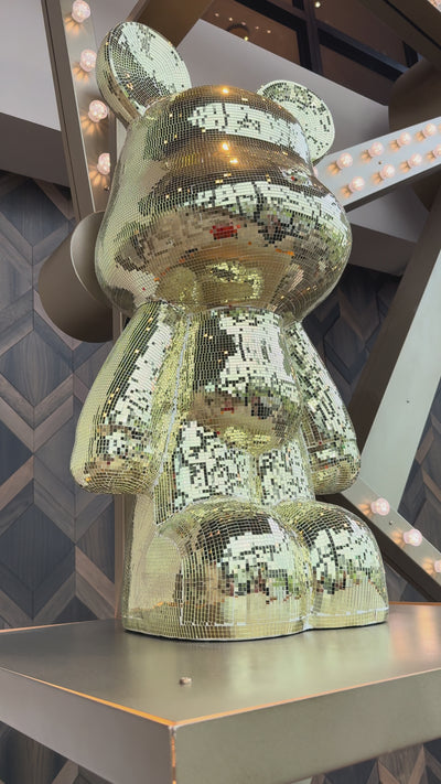 Richmond Interiors Dekoobjekt Skulptur Bär Averyl verspiegelt Gold | H 101 cm