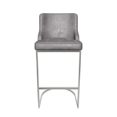 Richmond Interiors Samt-Barhocker Bolton | Stone Silber