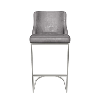 Richmond Interiors Samt-Barhocker Bolton | Stone Silber