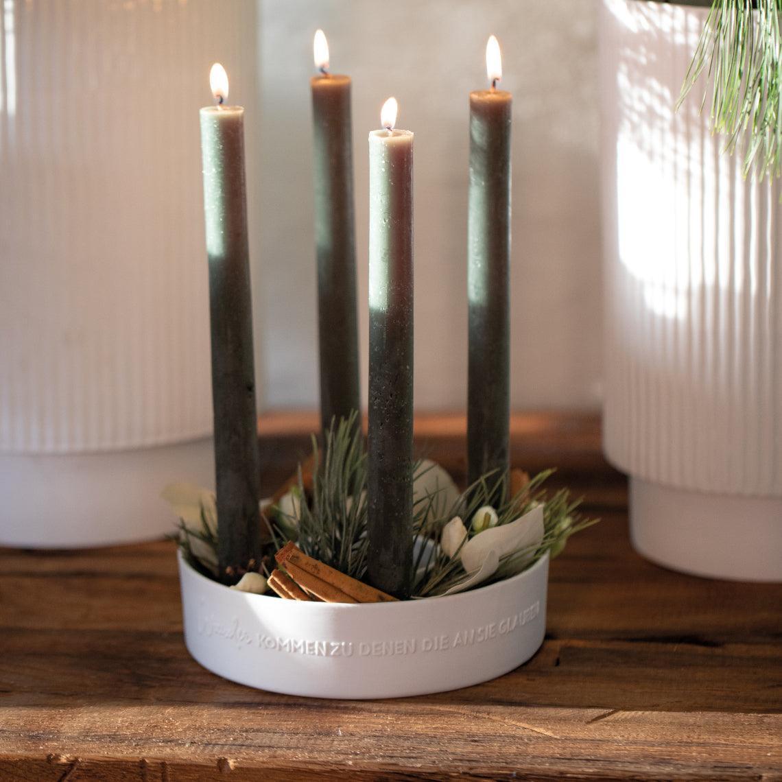 Räder PORZELLANKRANZ Adventskranz Stabkerzen