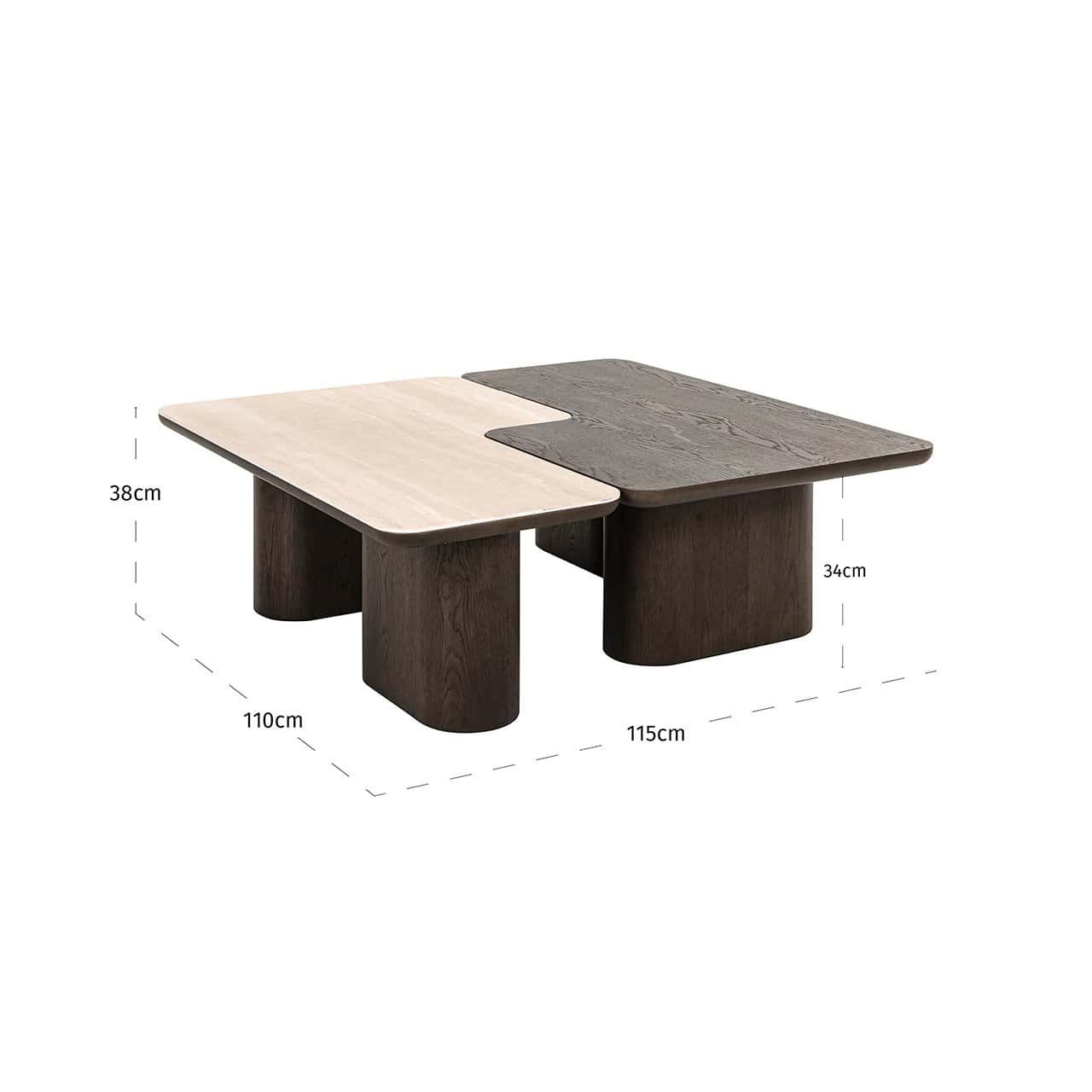 Richmond Interiors 2er Set Couchtisch Nando