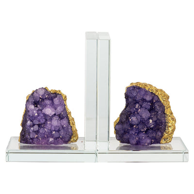 Richmond Interiors 2er Set Kristall-Buchstützen Agate mit echtem Achat