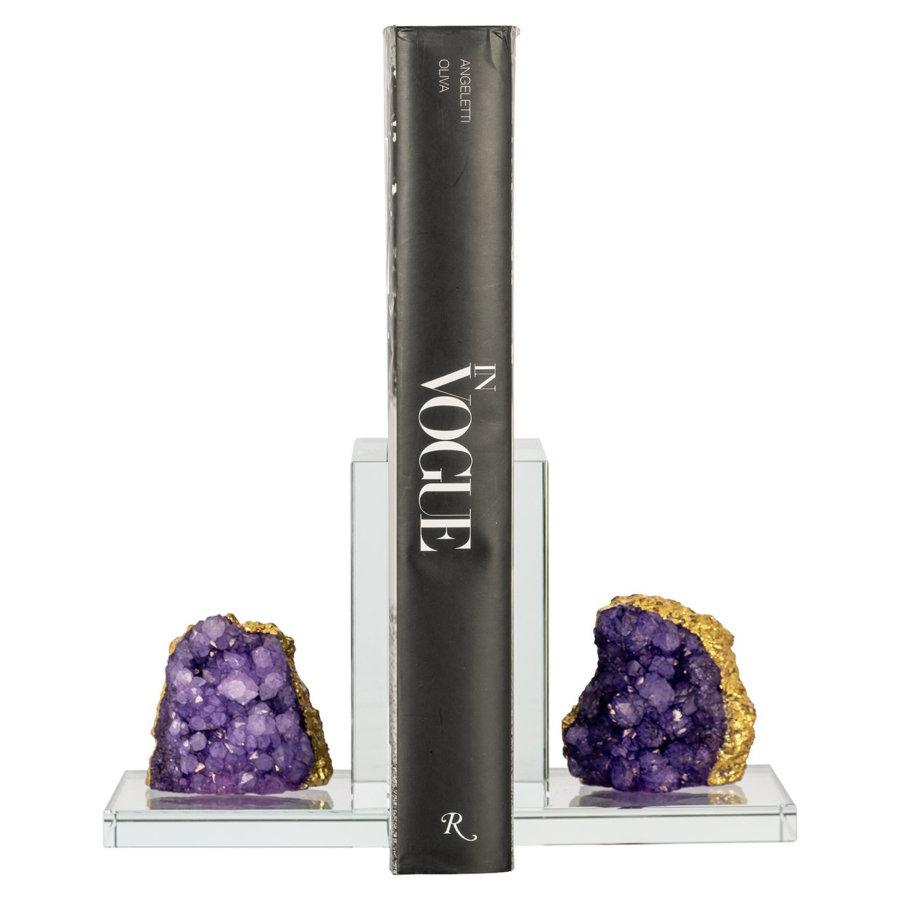 Richmond Interiors 2er Set Kristall-Buchstützen Agate mit echtem Achat