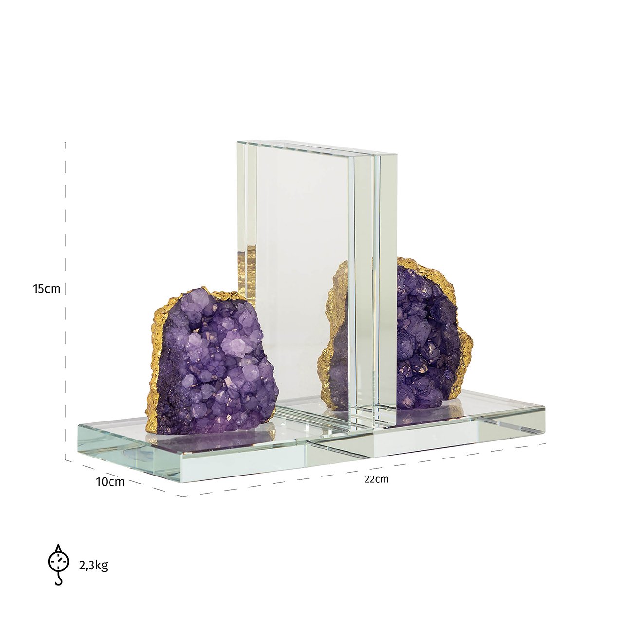 Richmond Interiors 2er Set Kristall-Buchstützen Agate mit echtem Achat