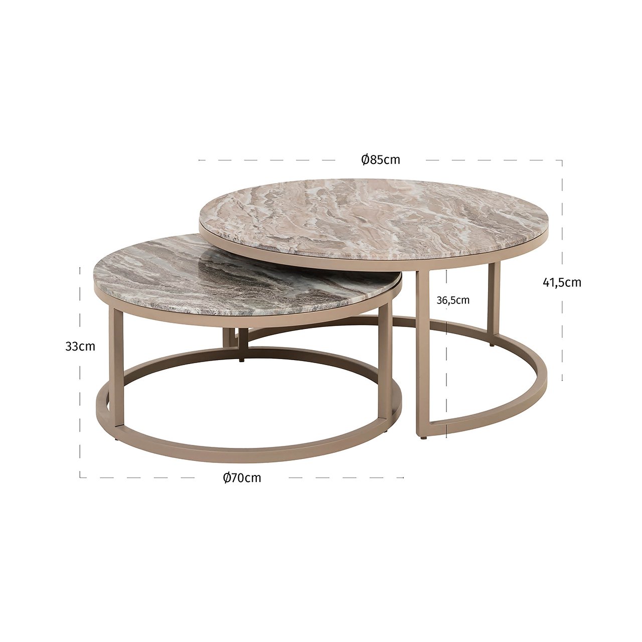 Richmond Interiors 2er Set Marmor-Couchtisch Fairfax