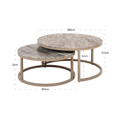 Richmond Interiors 2er Set Marmor-Couchtisch Fairfax