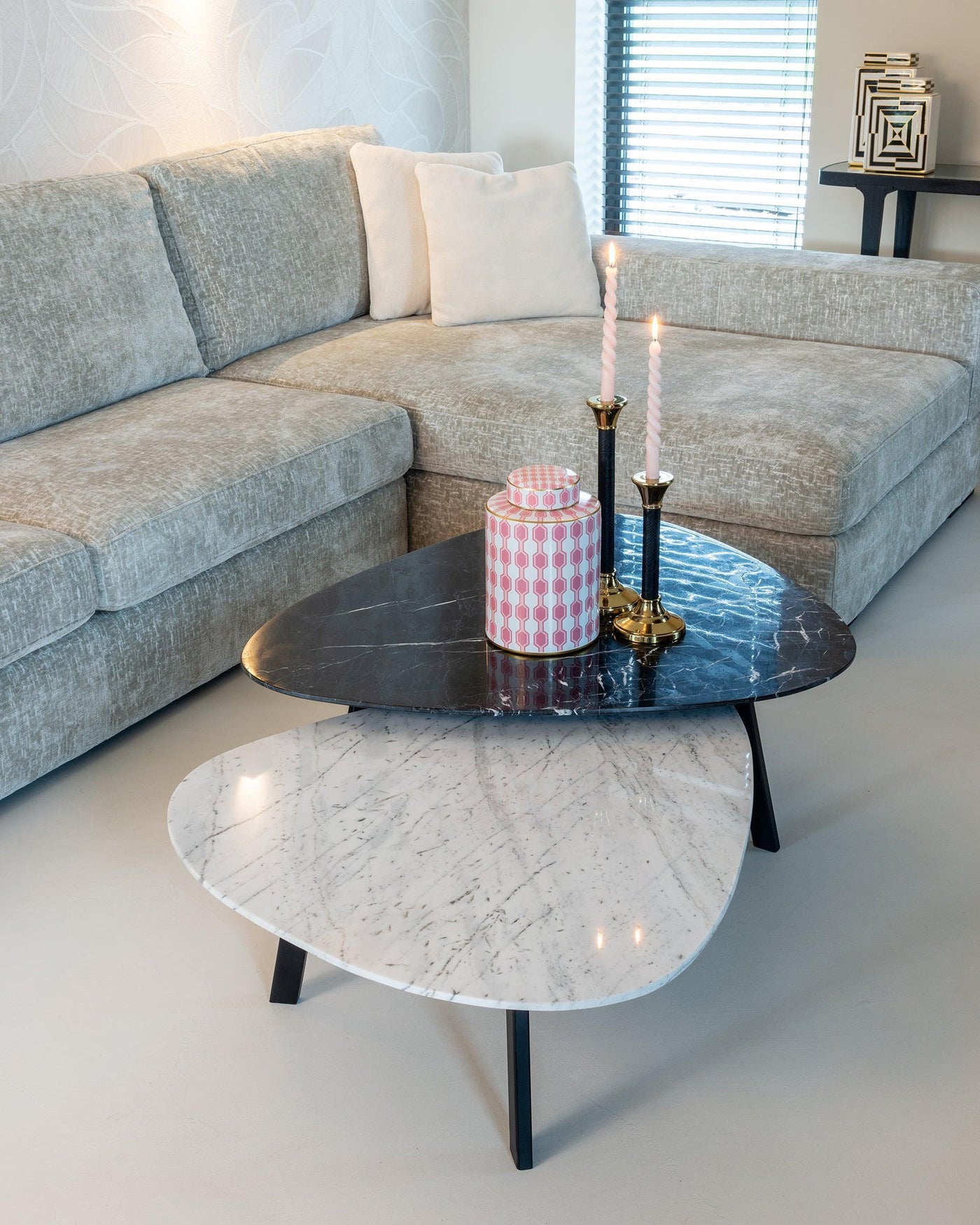 Richmond Interiors 2er Set Marmor-Couchtisch Trocadero