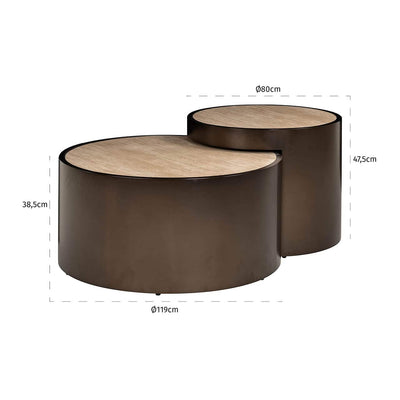 Richmond Interiors 2er Set Runder Couchtisch Ronson