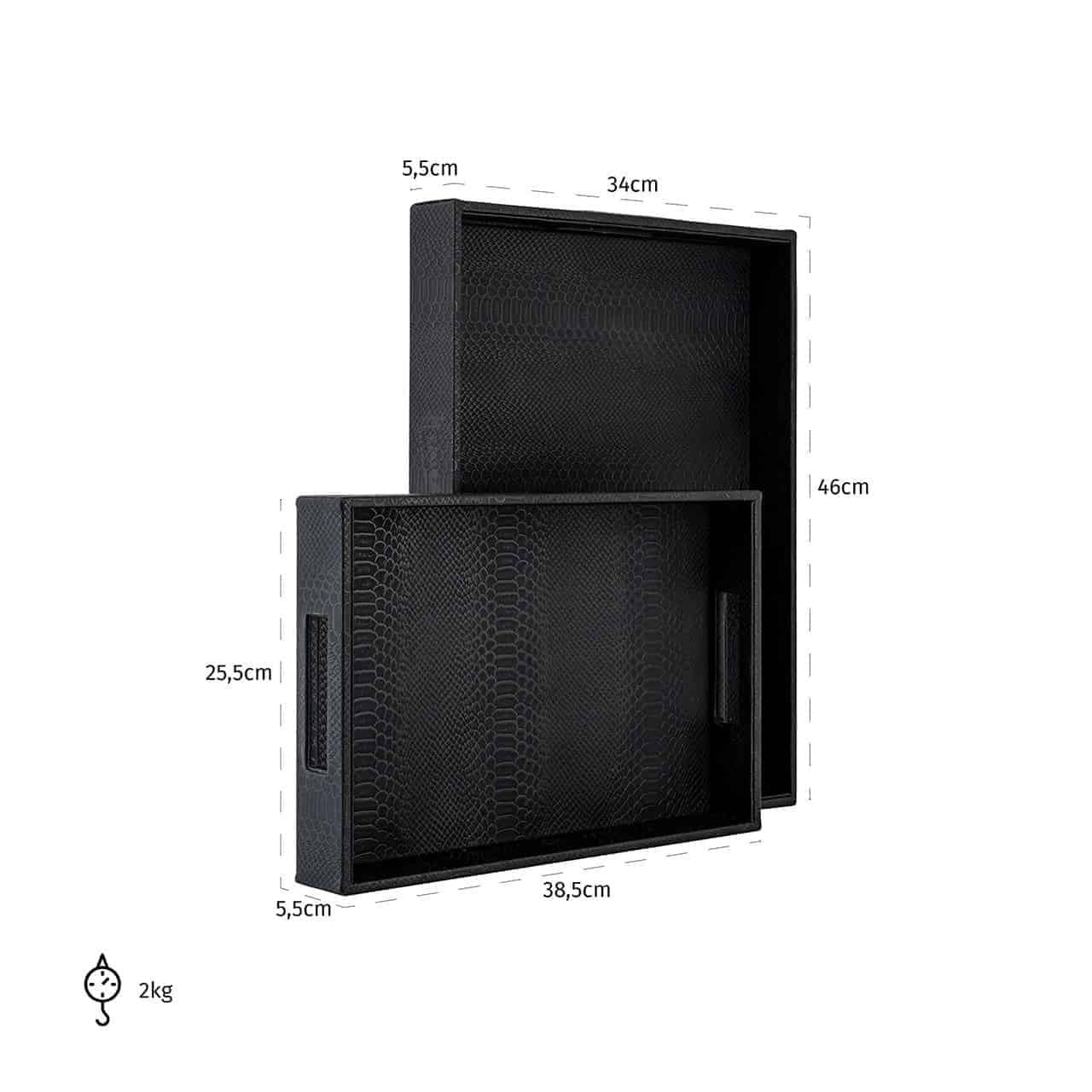 Richmond Interiors 2er Set Serviertabletts Blane | schwarz