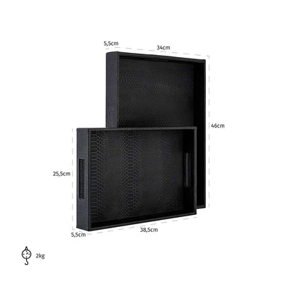 Richmond Interiors 2er Set Serviertabletts Blane | schwarz