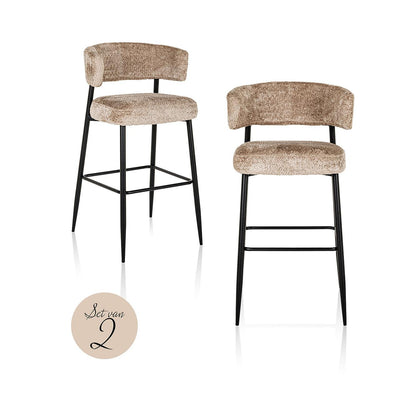 Richmond Interiors 2er Set Teddy-Barhocker Counterstuhl Rochelle | Nature