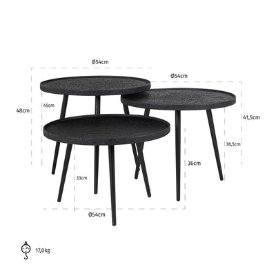 Richmond Interiors 3er Set Couchtisch Oxford
