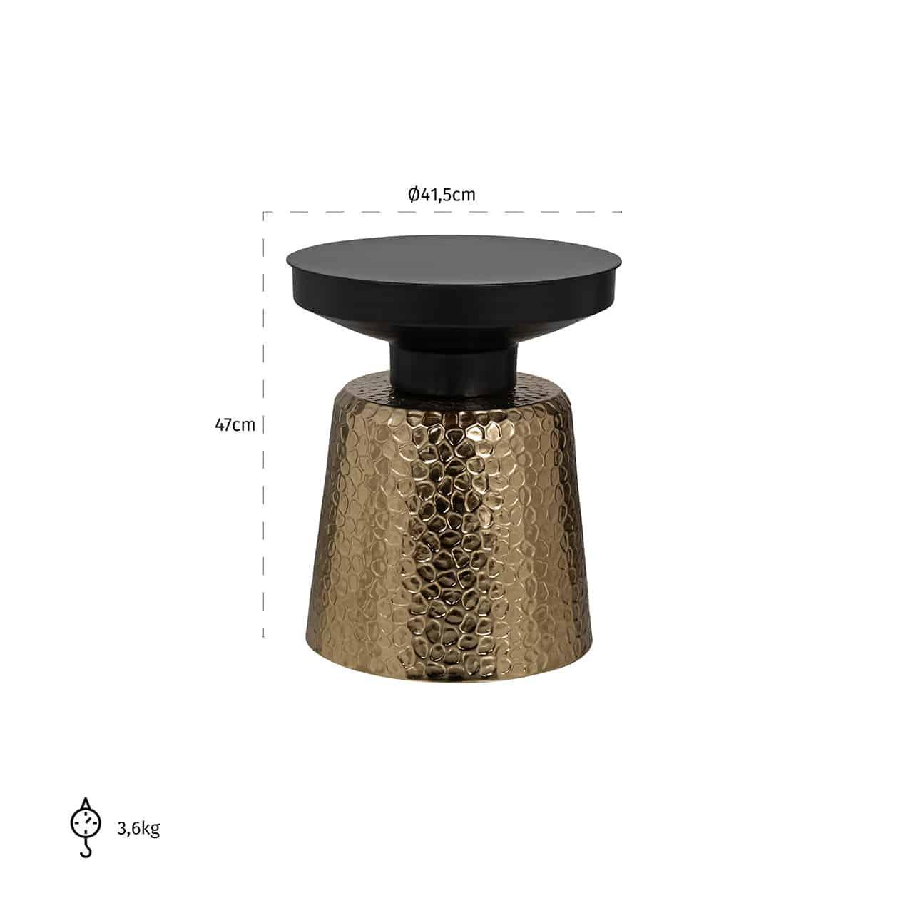 Richmond Interiors Beistelltisch Freddie ø 41 cm | Schwarz-Gold