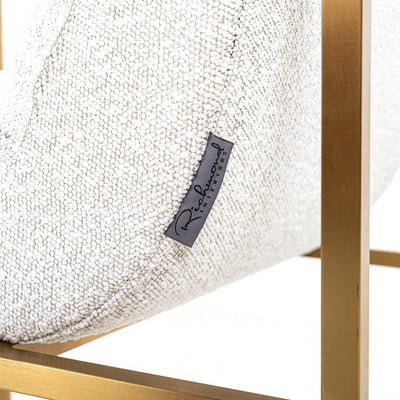 Richmond Interiors Bouclé-Esszimmerstuhl Lizzy | Weiß Brushed Gold