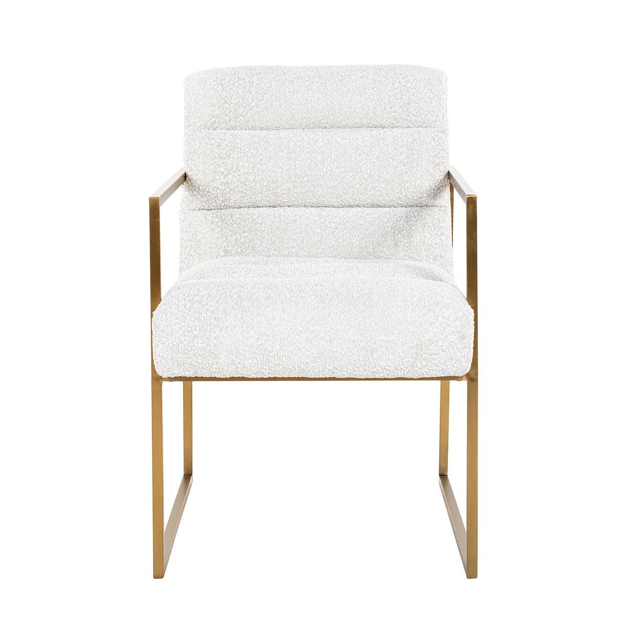 Richmond Interiors Bouclé-Esszimmerstuhl Lizzy | Weiß Brushed Gold