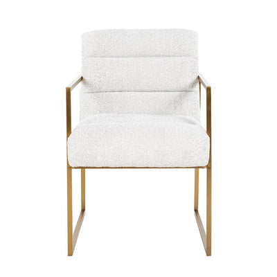 Richmond Interiors Bouclé-Esszimmerstuhl Lizzy | Weiß Brushed Gold