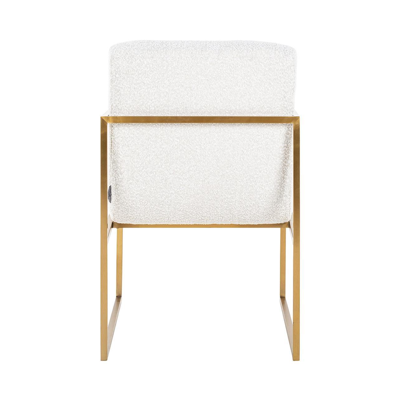 Richmond Interiors Bouclé-Esszimmerstuhl Lizzy | Weiß Brushed Gold