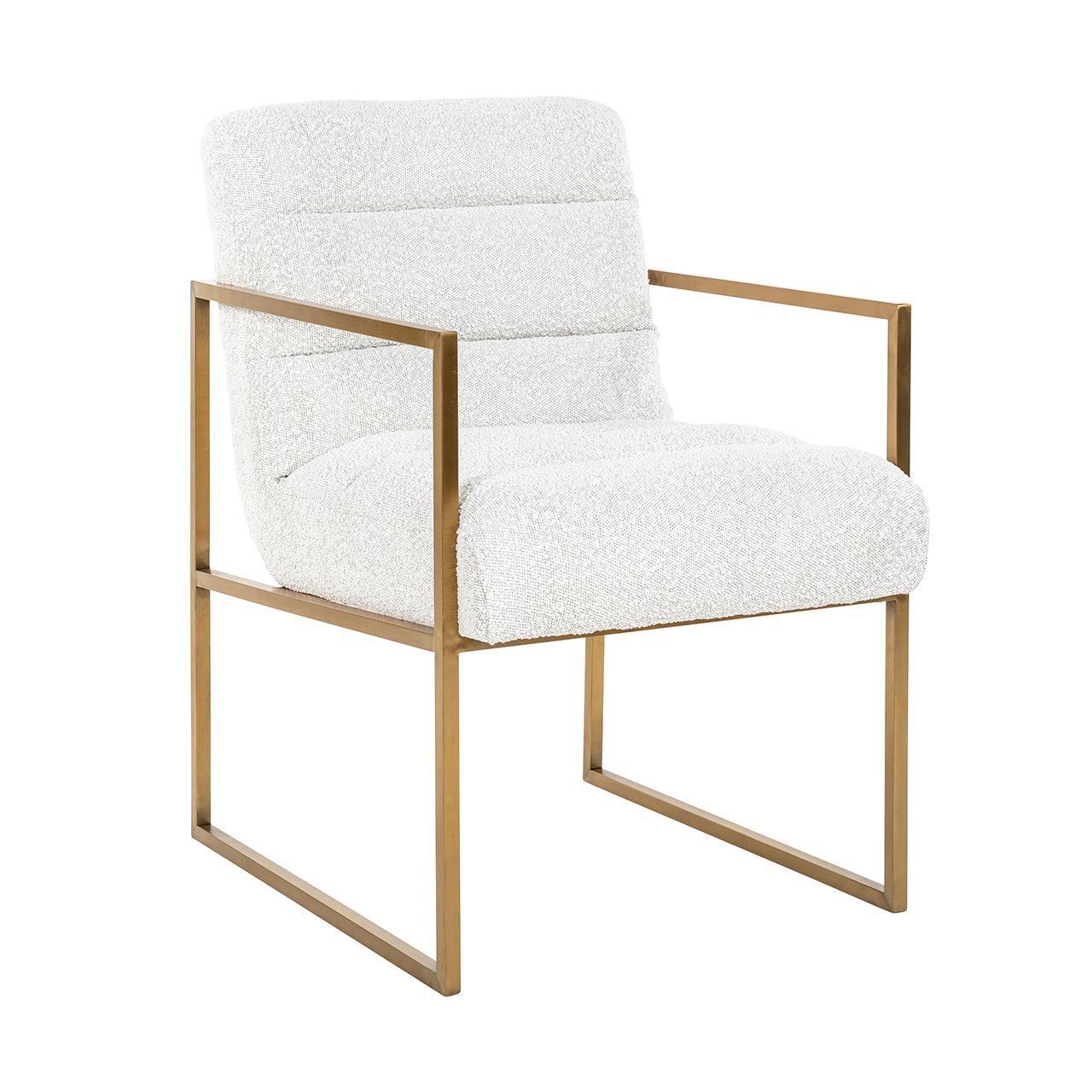 Richmond Interiors Bouclé-Esszimmerstuhl Lizzy | Weiß Brushed Gold