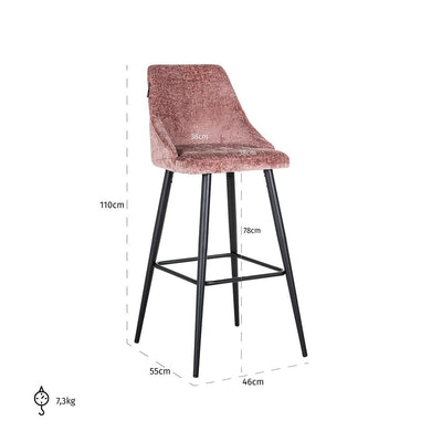 Richmond Interiors Chenille Barhocker Brooke 2er Set | Rosé