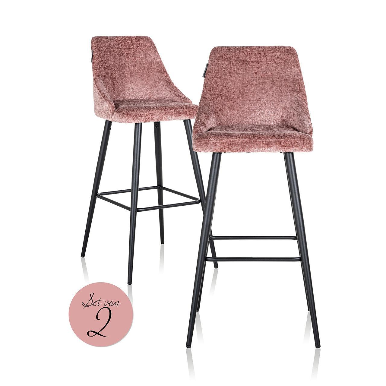 Richmond Interiors Chenille Barhocker Brooke 2er Set | Rosé